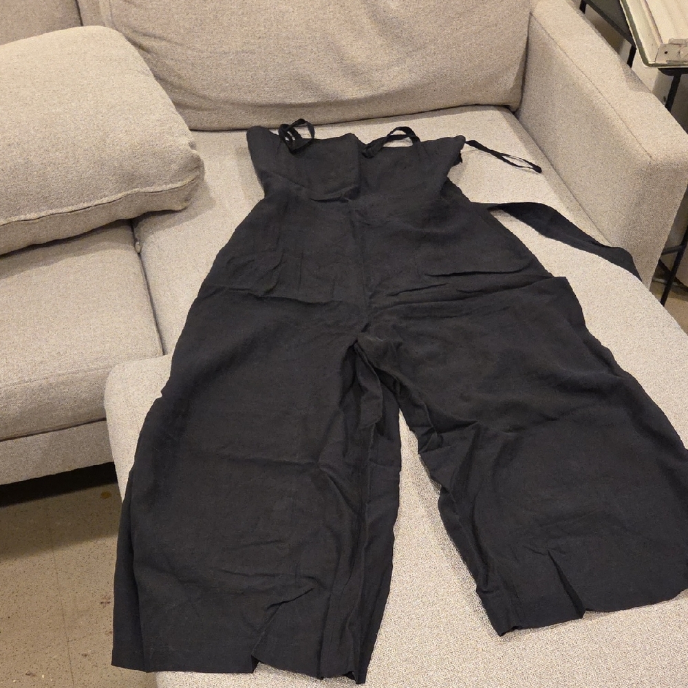 Club Monaco Linen Black Jumpsuit